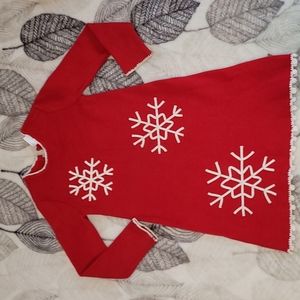Hanna Andersson Red and White Snowflake Sweater Dress, size 90